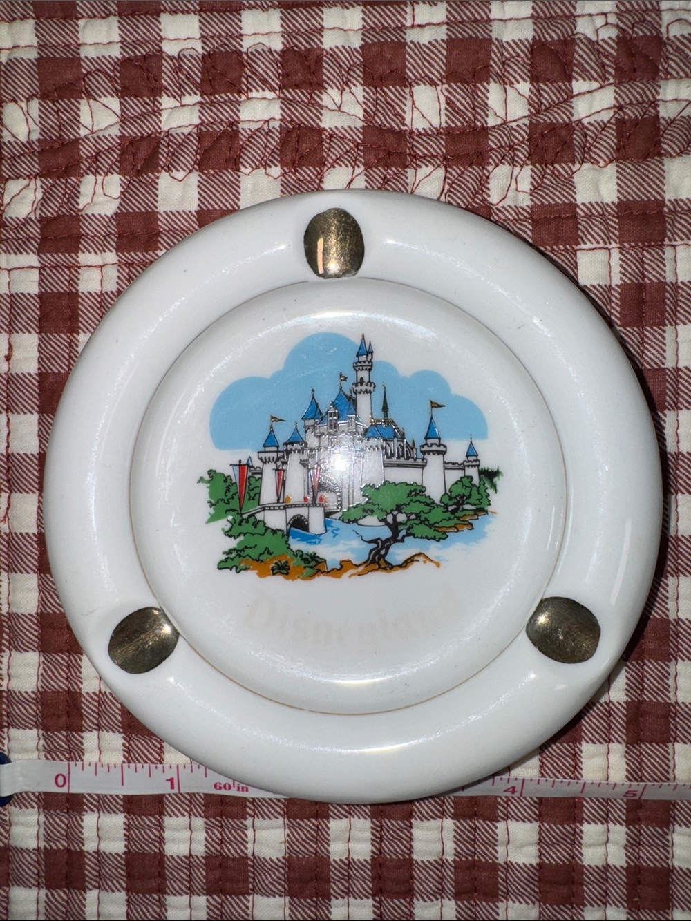 Disney White Porcelain Castle Ashtray with Gold Accents